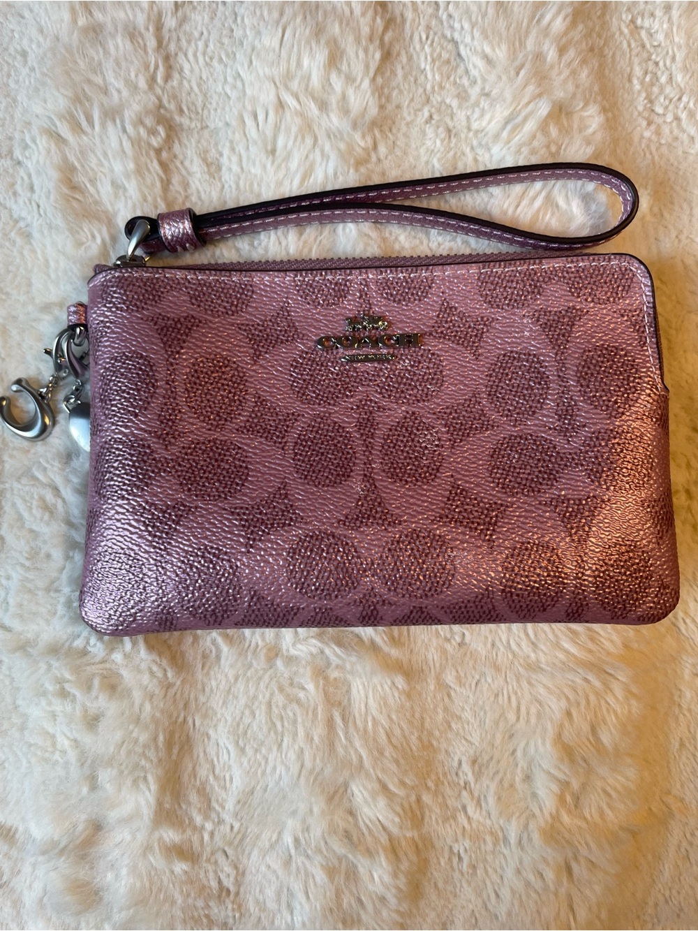 Coach Metallic Rose Signature Wristlet